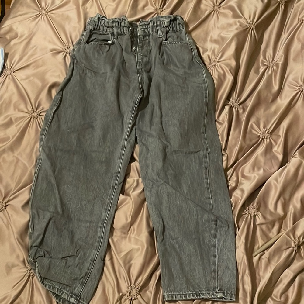 Zara high waist crinkle waist jeans